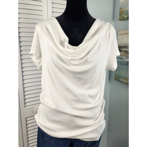 Workshop White Cowl Neck Top Medium